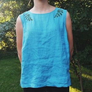 Hand-Embroidered Linen Top